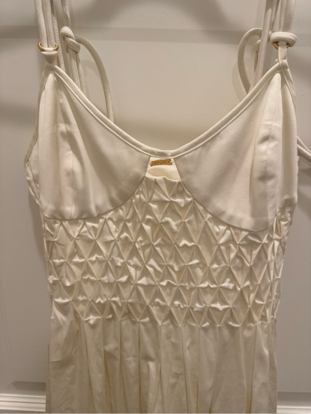 Cult Gaia Brynn White Smocked Midi Dress | S - Picture 4 of 7